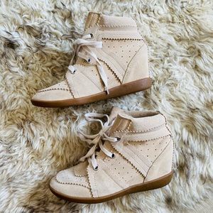 Isabel Marant hidden wedge tan sneakers